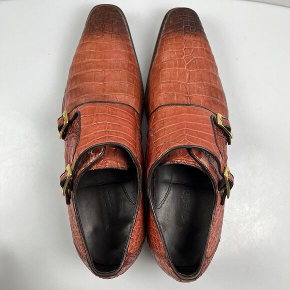 Belvedere Valiente Rust Crocodile Leather Double Monk Strap Shoes Mens Size 9 main image 11